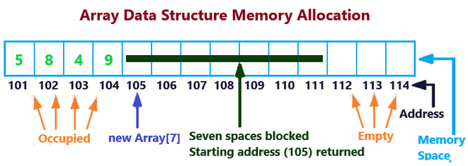 Array Data Structure Memory Allocation